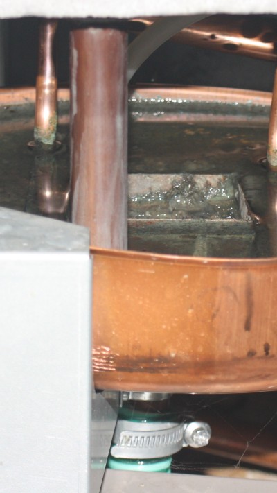 Der Kondensatablauf
              der LWZ 303 mit den beiden immer wieder verstopften Leitungen.